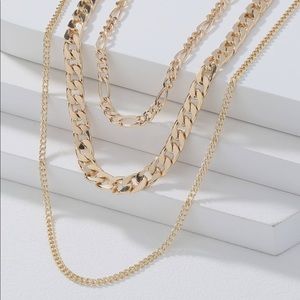 Three-Piece Curb Chain Necklace Set
